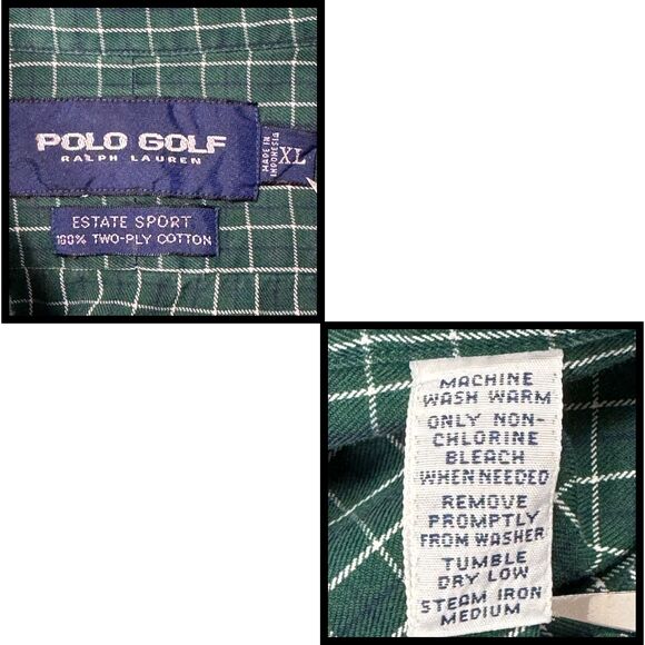 Polo Golf Ralph Lauren Shirt Plaid Purple Pony Estate Sport XL Green Modified‎ - Picture 8 of 8